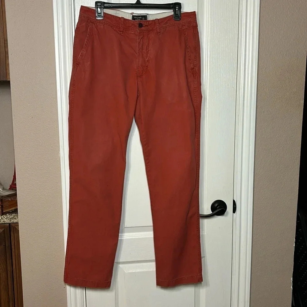 Abercrombie & Fitch Men's Slim Straight Leg Rust Pants Size 32X32 Pre-Owned